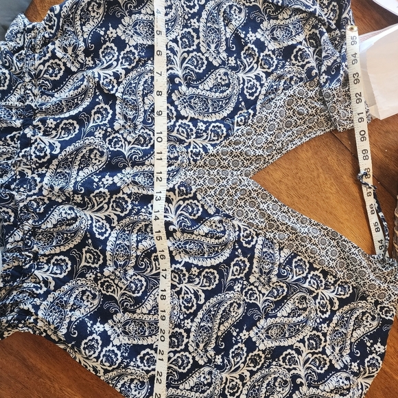 En Creme Anthropologie Blue Boho Paisley Print Swim Women's Cover-Up Size M - Picture 8 of 8